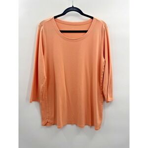 J Jill Womens Large 3/4 Sleeve Scoop Neck Tee Pima Cotton Coastal Prep Everyday